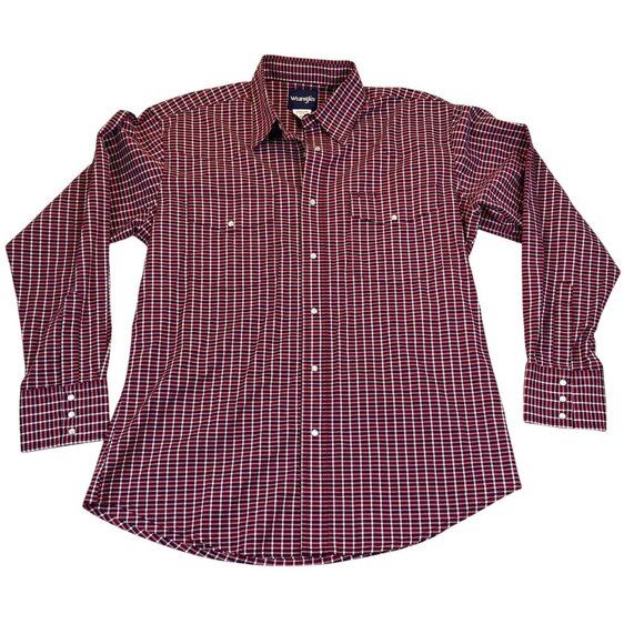 Wrangler Mens Shirts Large Lot of 2 Long Sleeve Button Up Patterned Business Red - Picture 2 of 16